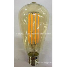 6W cubierta de oro St64 E27 220V Dim LED luz con CE RoHS